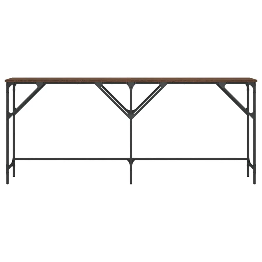 Table console chêne marron 180x29x75 cm bois d'ingénierie - 4