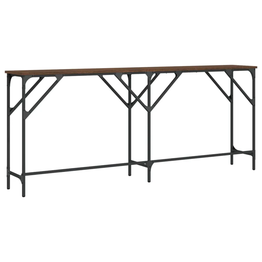 Table console chêne marron 180x29x75 cm bois d'ingénierie - 6