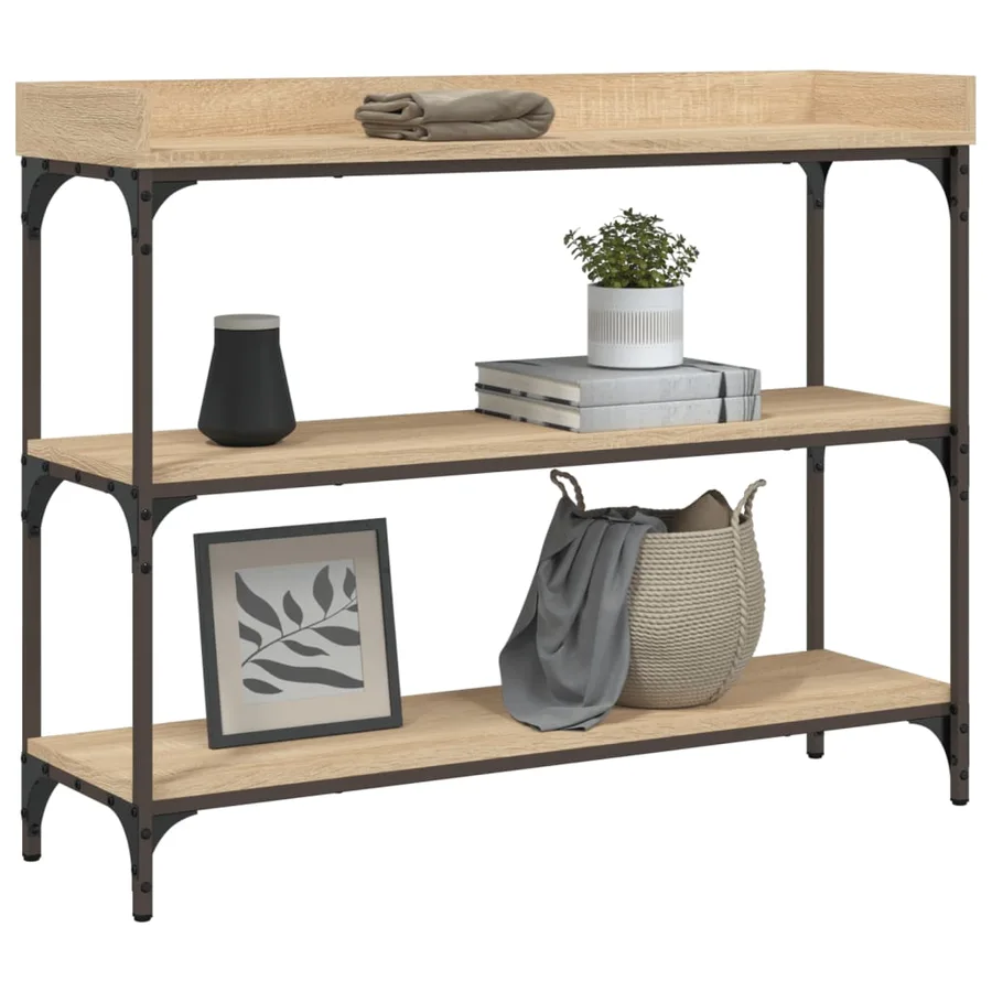 Table console avec étagères chêne sonoma 100x30x80 cm - 3