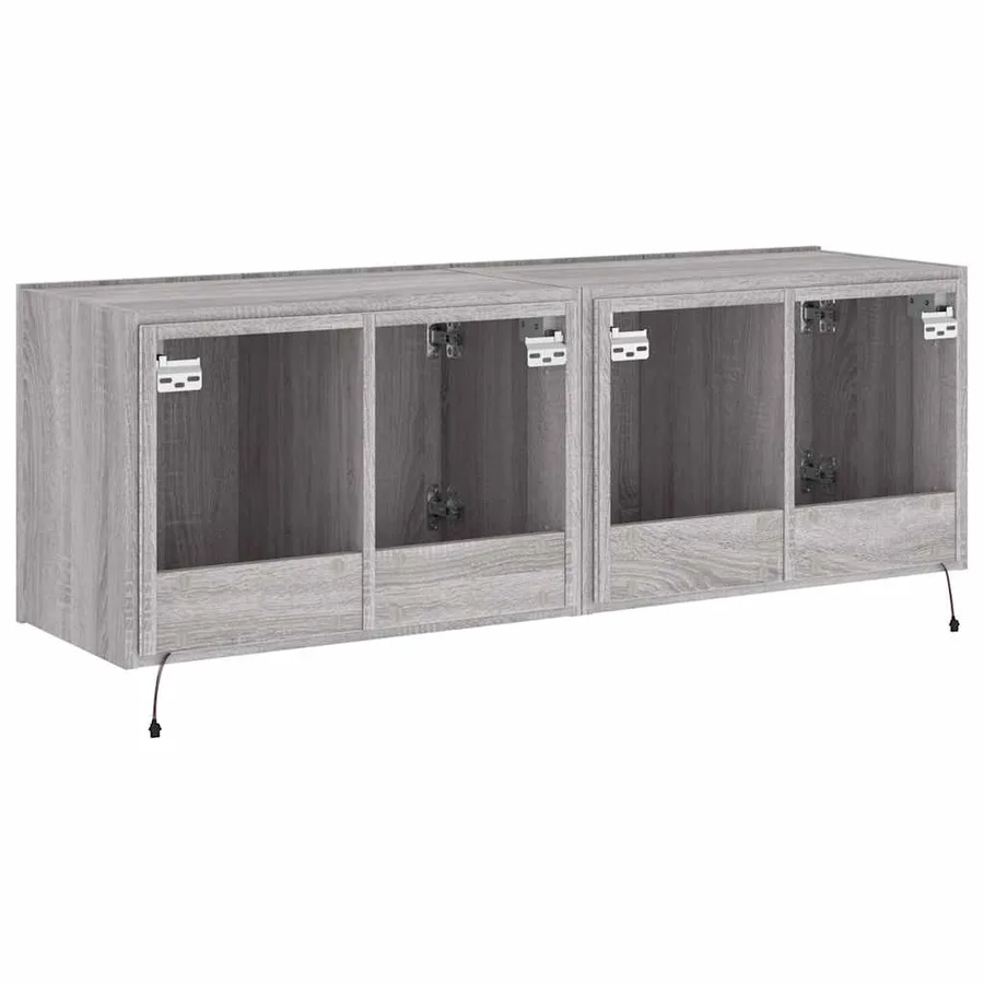 Meubles TV muraux et lumières LED 2pcs sonoma gris 60x35x41 cm - 11