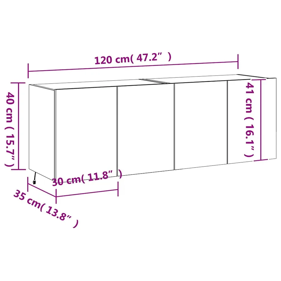 Meubles TV muraux et lumières LED 2pcs sonoma gris 60x35x41 cm - 17