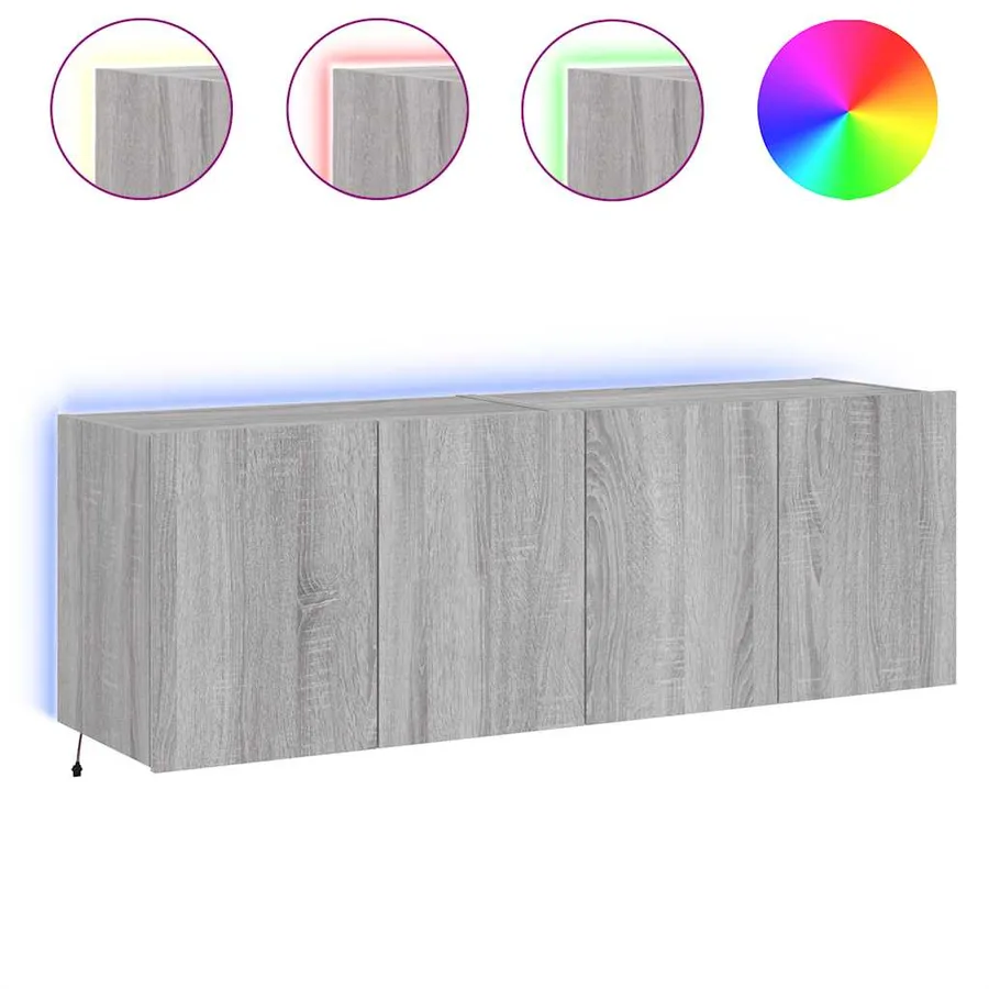 Meubles TV muraux et lumières LED 2pcs sonoma gris 60x35x41 cm - 2