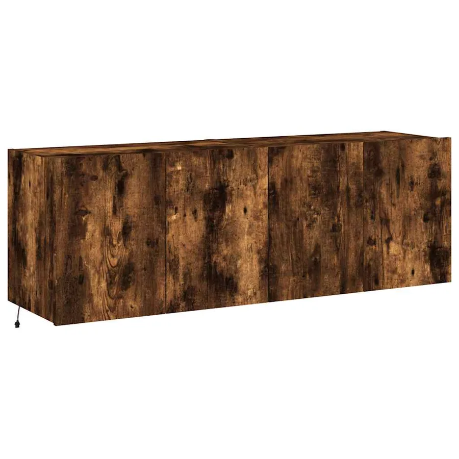 Meubles TV muraux et lumières LED 2pcs chêne fumé 60x35x41 cm - 3