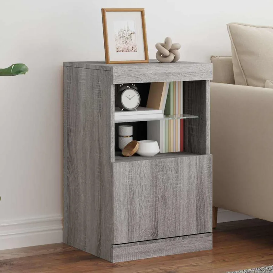 Buffet avec lumières LED sonoma gris 41x37x67 cm