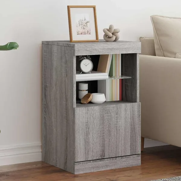Buffet avec lumières LED sonoma gris 41x37x67 cm