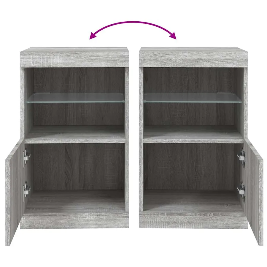 Buffet avec lumières LED sonoma gris 41x37x67 cm - 10