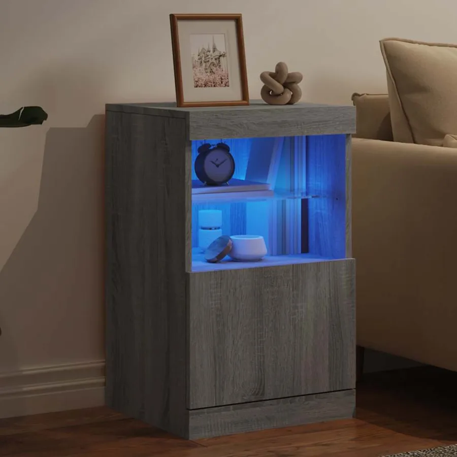 Buffet avec lumières LED sonoma gris 41x37x67 cm - 4