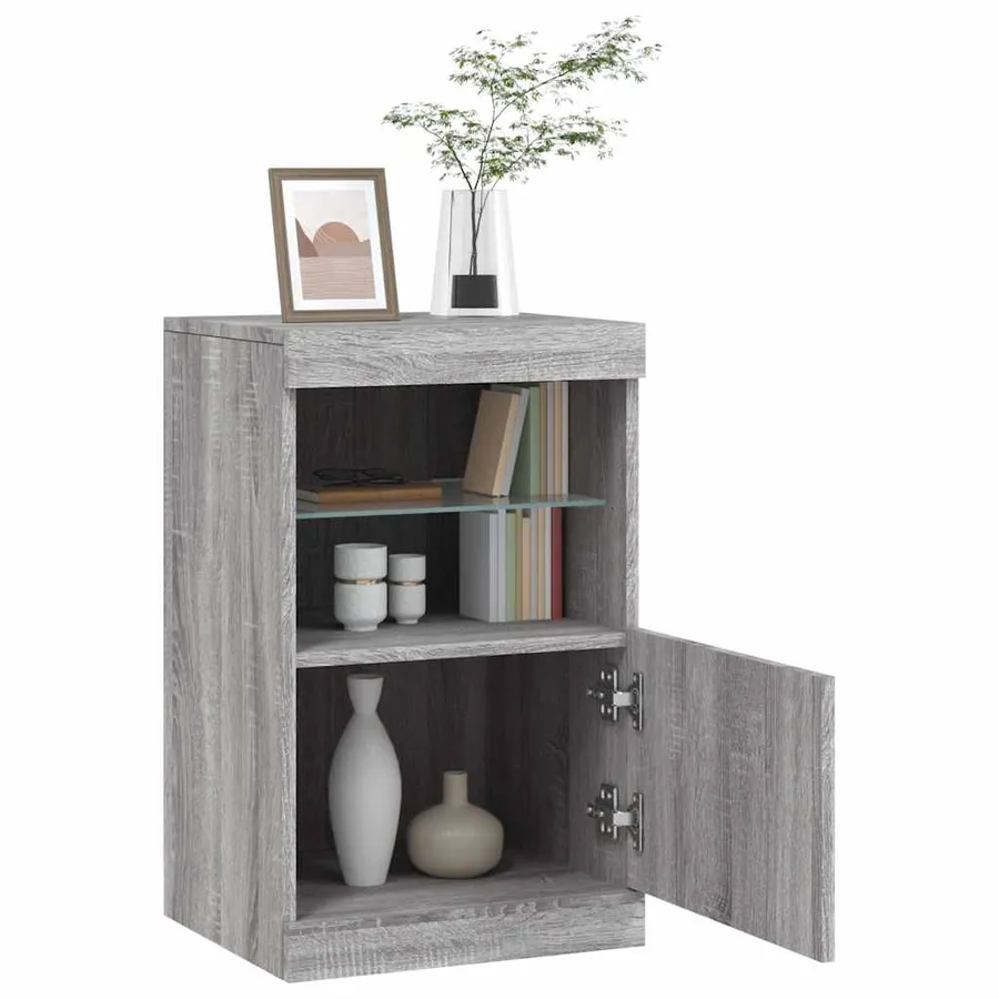 Buffet avec lumières LED sonoma gris 41x37x67 cm - 5