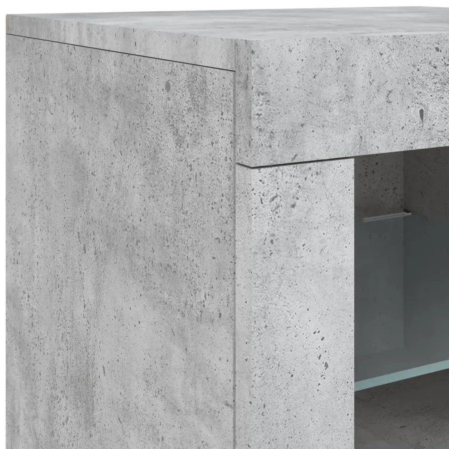 Buffet avec lumières LED gris béton 162x37x67 cm - 10