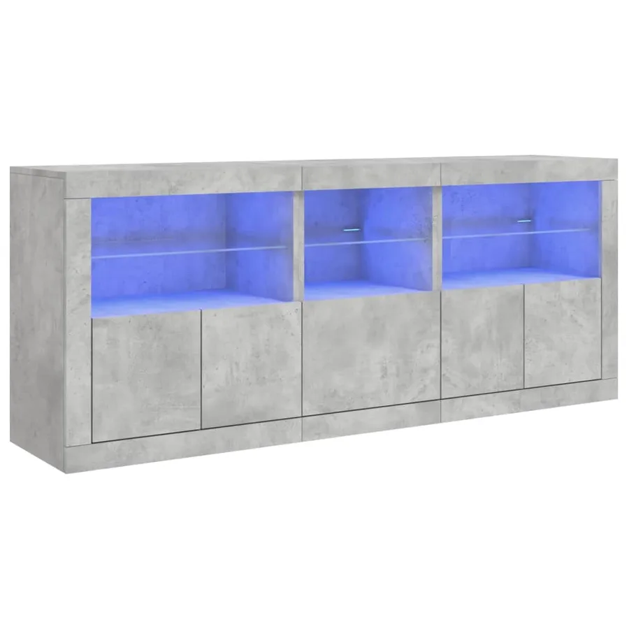 Buffet avec lumières LED gris béton 162x37x67 cm - 2