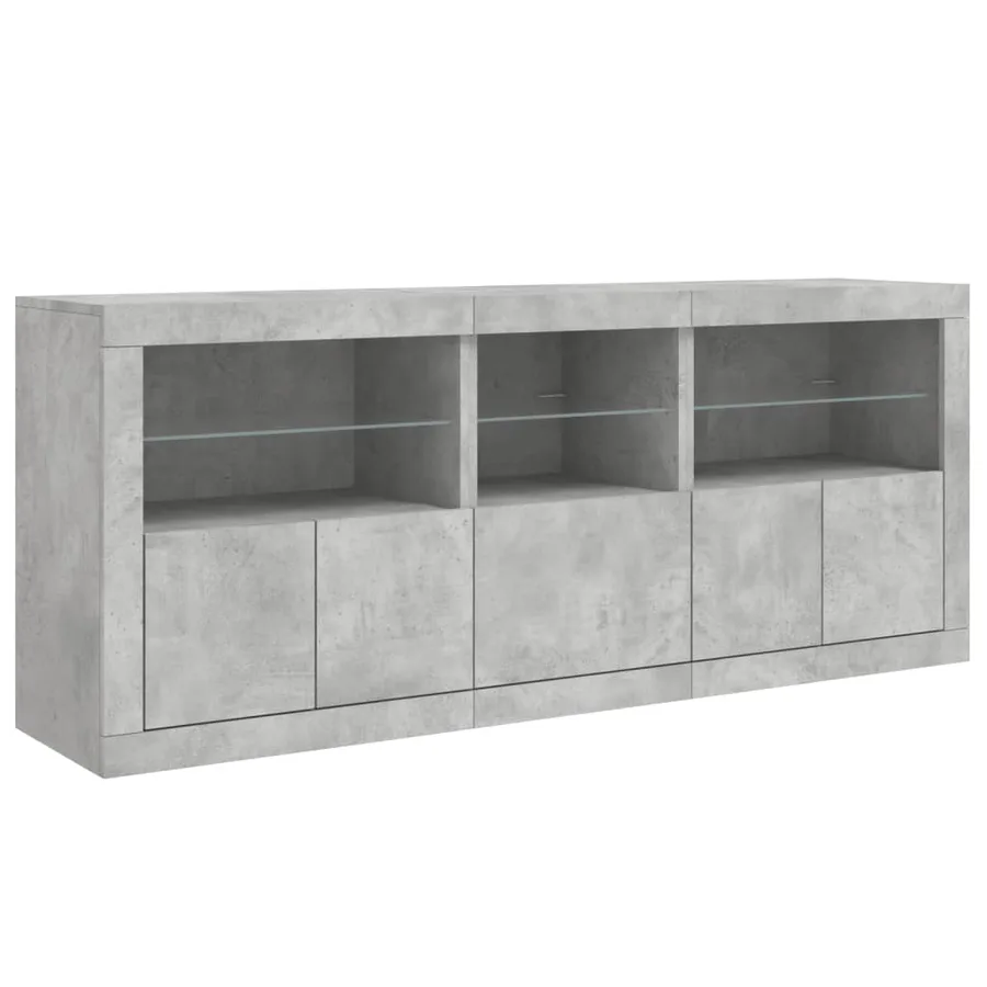 Buffet avec lumières LED gris béton 162x37x67 cm - 5