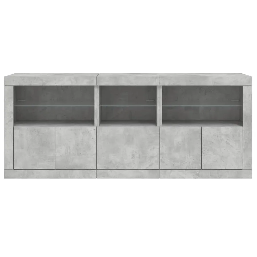 Buffet avec lumières LED gris béton 162x37x67 cm - 6