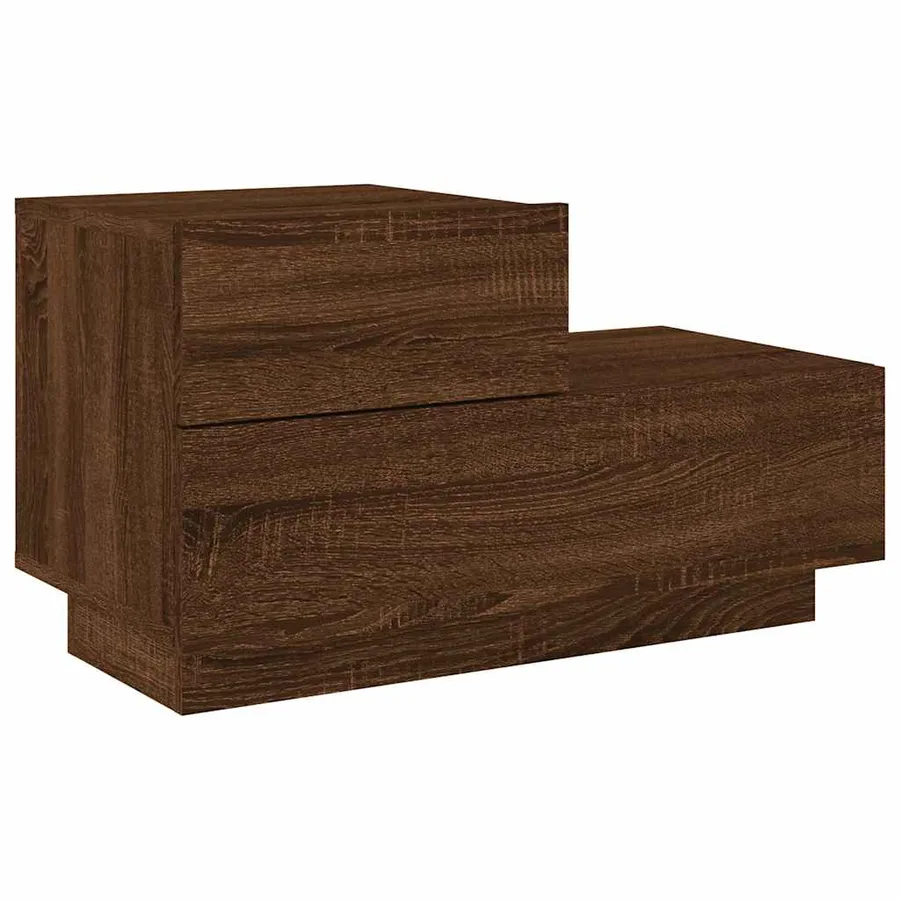 Table de chevet avec lumières LED chêne marron 70x36x40,5 cm - 5