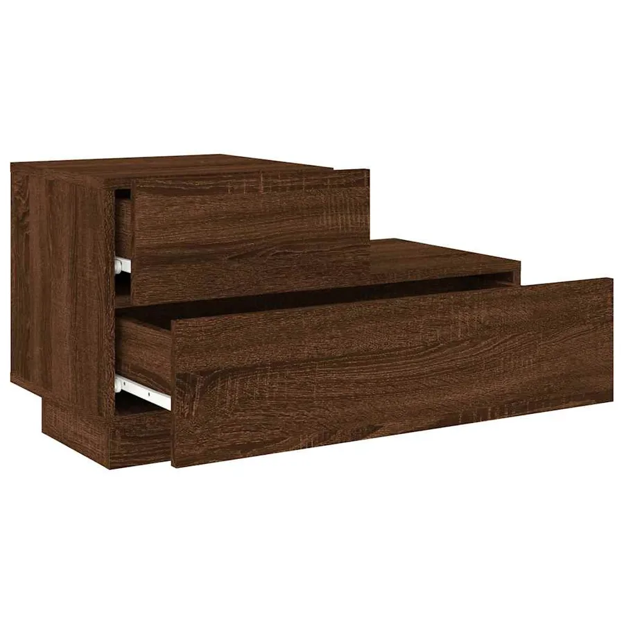 Table de chevet avec lumières LED chêne marron 70x36x40,5 cm - 6