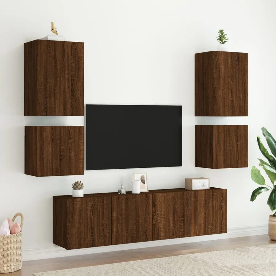 Meubles TV muraux 2 pcs chêne marron 40,5x30x40 cm - 4