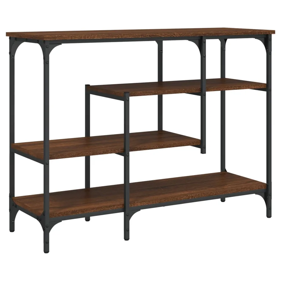 Table console avec étagères chêne marron 100x35x75 cm - 2