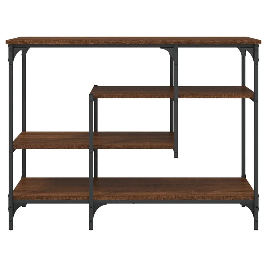 Table console avec étagères chêne marron 100x35x75 cm - 4