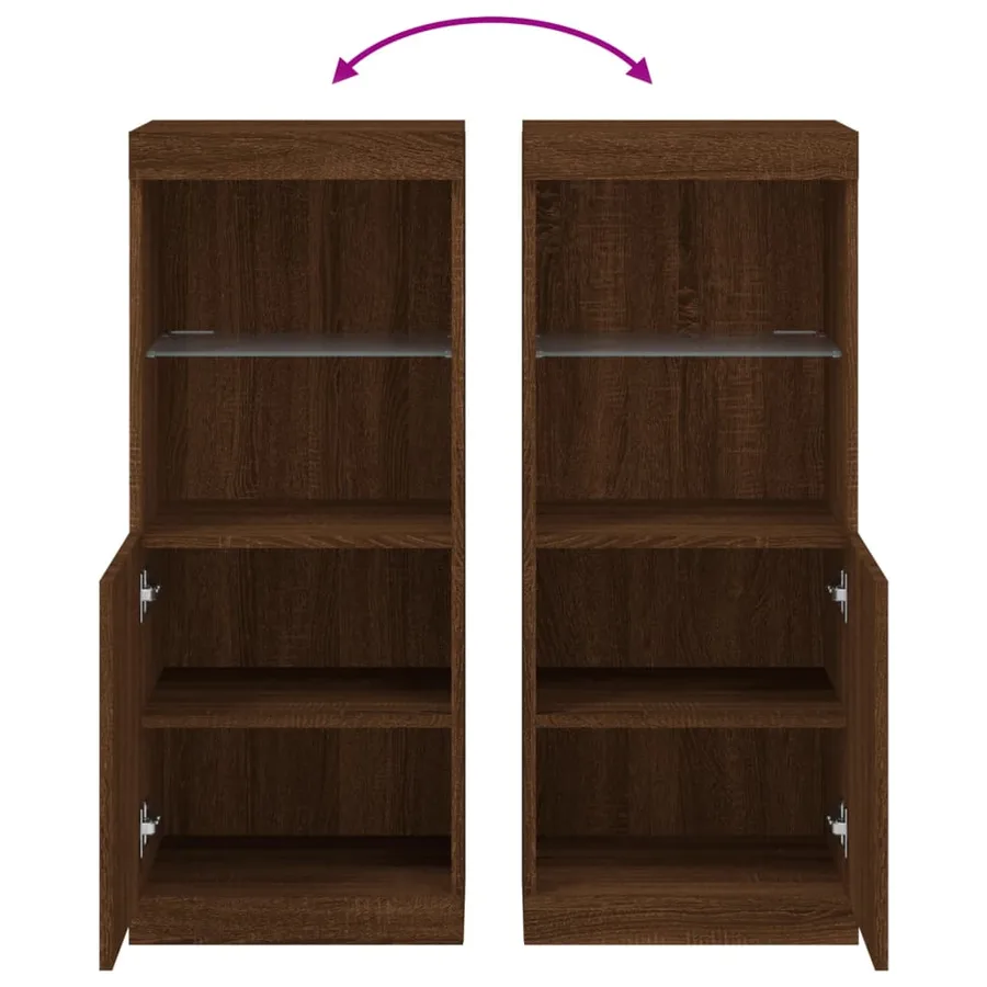 Buffet avec lumières LED chêne marron 41x37x100 cm - 10