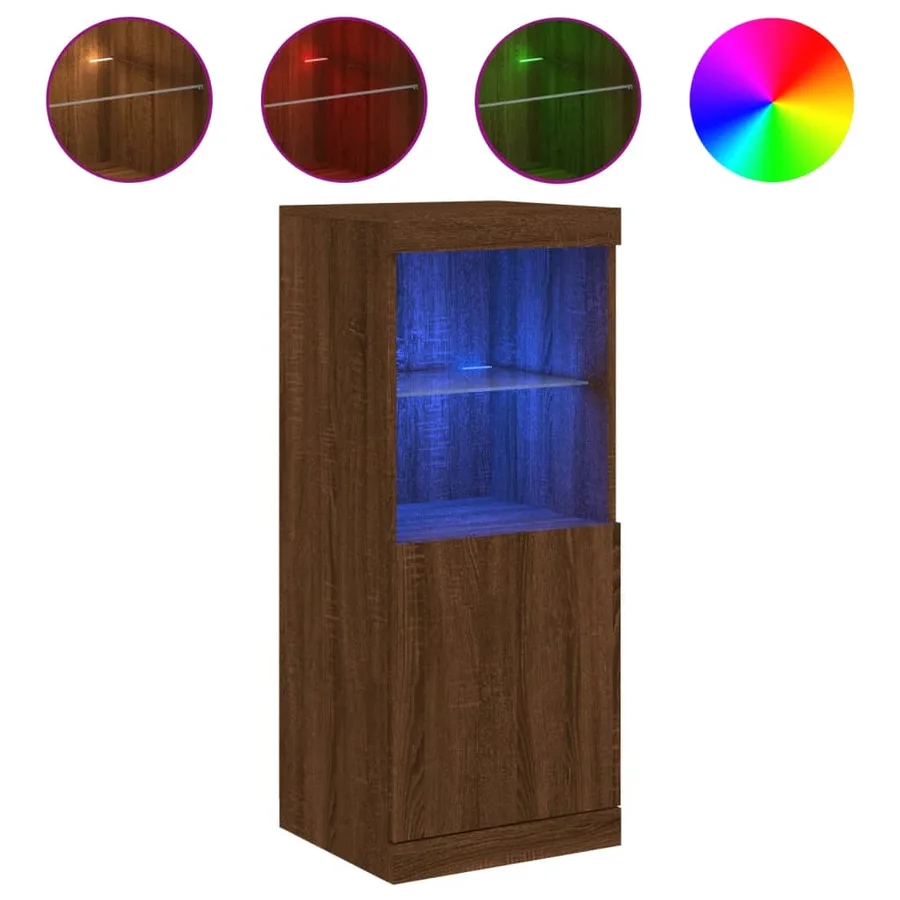 Buffet avec lumières LED chêne marron 41x37x100 cm - 2