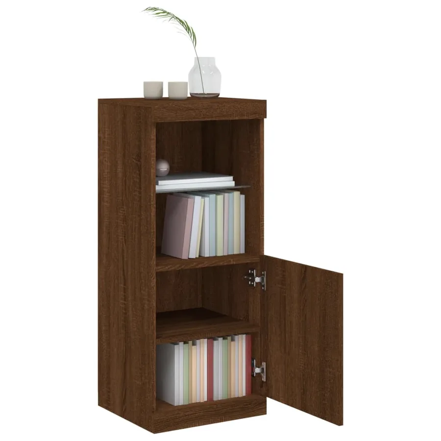Buffet avec lumières LED chêne marron 41x37x100 cm - 4