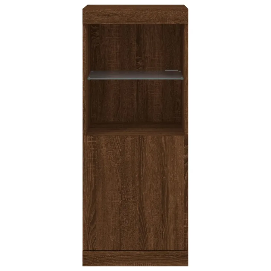 Buffet avec lumières LED chêne marron 41x37x100 cm - 6