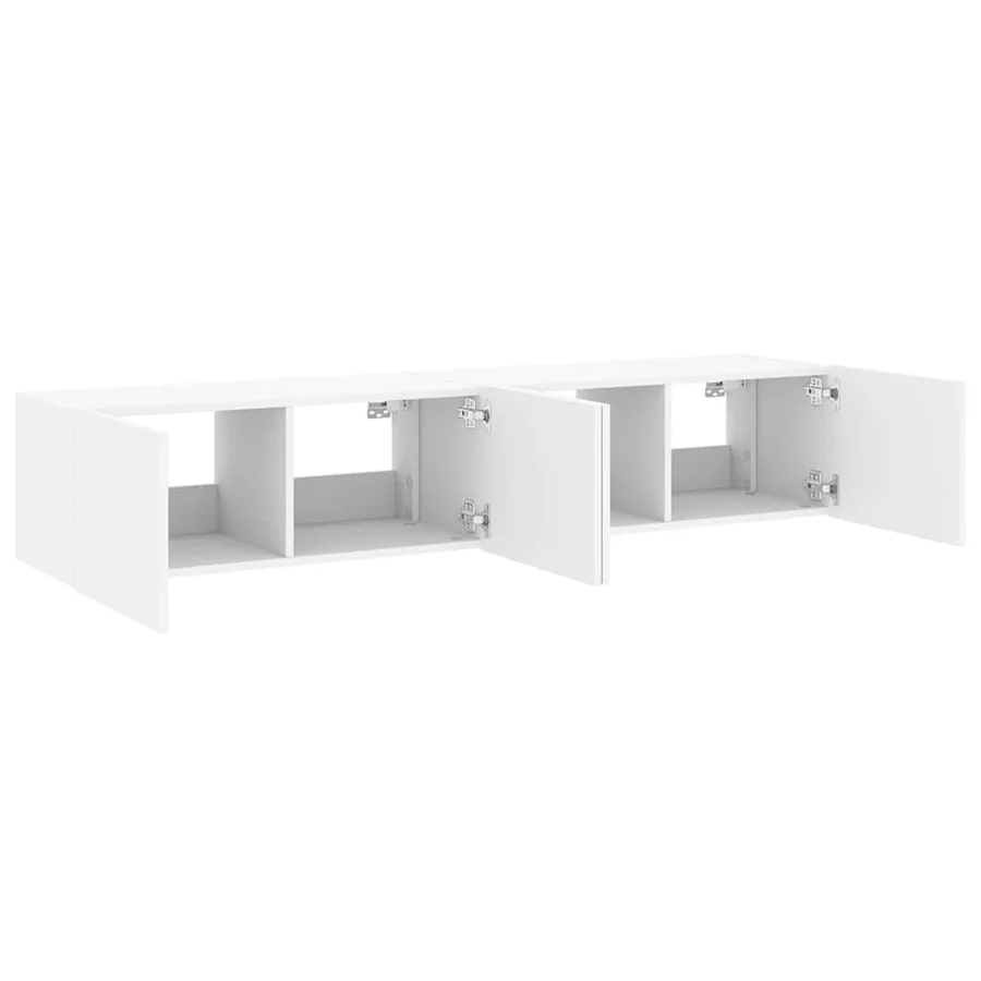 Meubles TV muraux avec lumières LED 2 pcs blanc 80x35x31 cm - 7