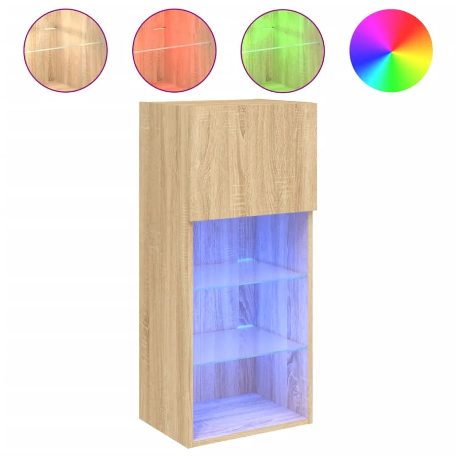 Meubles TV avec lumières LED 2 pcs chêne sonoma 40,5x30x90 cm - 6