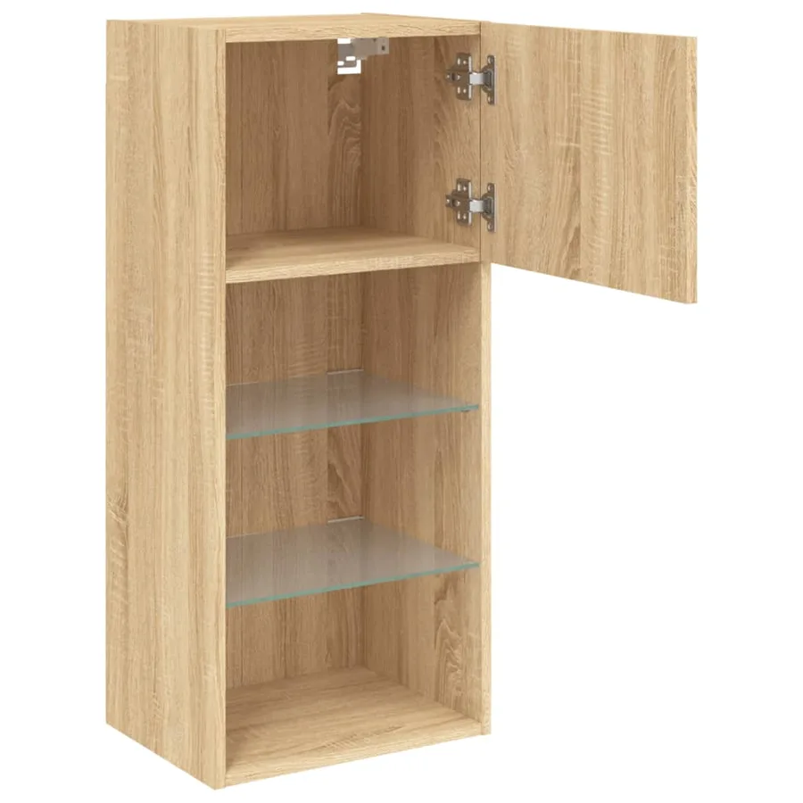 Meubles TV avec lumières LED 2 pcs chêne sonoma 40,5x30x90 cm - 8