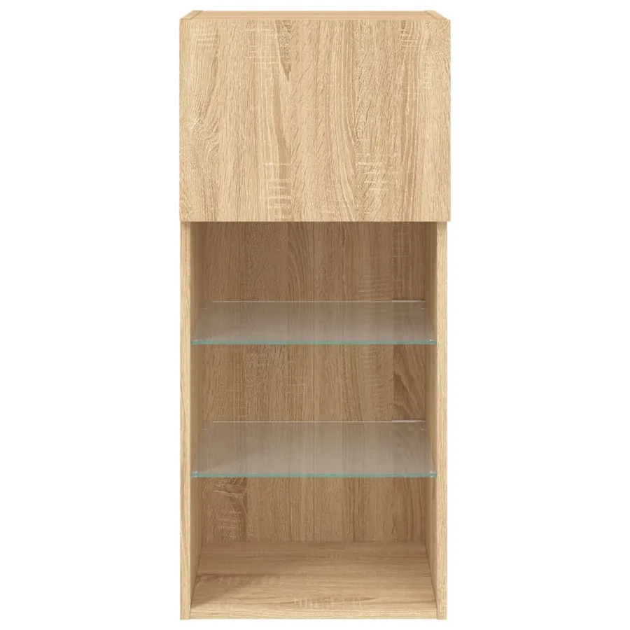 Meubles TV avec lumières LED 2 pcs chêne sonoma 40,5x30x90 cm - 9