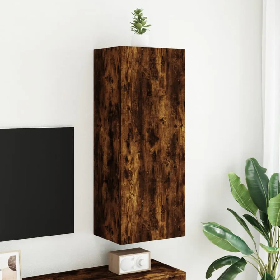 Meuble TV mural chêne fumé 40,5x30x102 cm bois d'ingénierie - 3