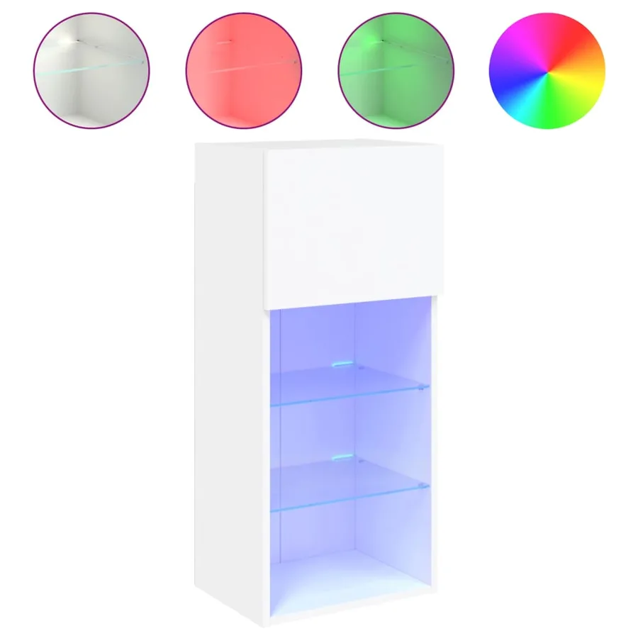 Meuble TV avec lumières LED blanc 40,5x30x90 cm - 2
