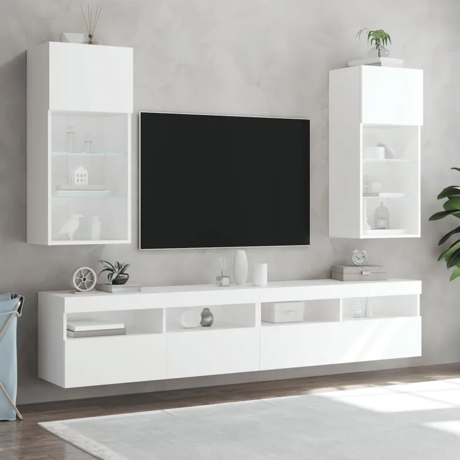 Meuble TV avec lumières LED blanc 40,5x30x90 cm - 3