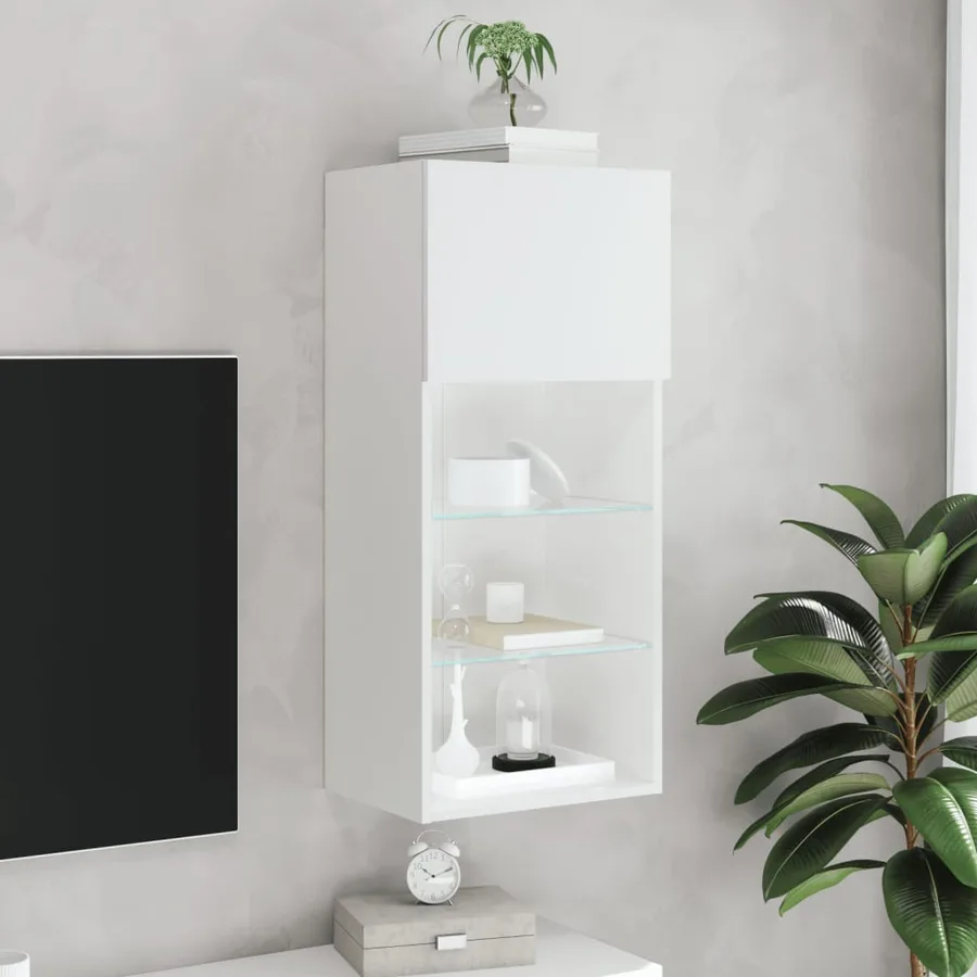 Meuble TV avec lumières LED blanc 40,5x30x90 cm - 4