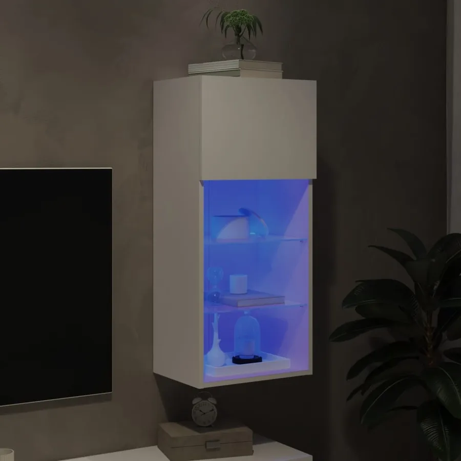 Meuble TV avec lumières LED blanc 40,5x30x90 cm - 5