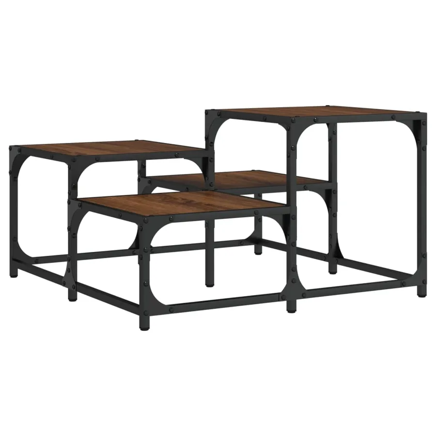 Table basse chêne marron 68x68x40 cm bois d'ingénierie - 2