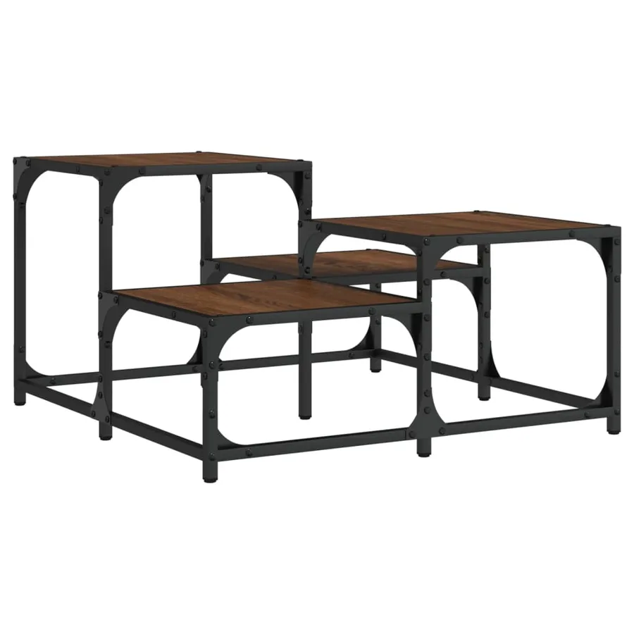 Table basse chêne marron 68x68x40 cm bois d'ingénierie - 6