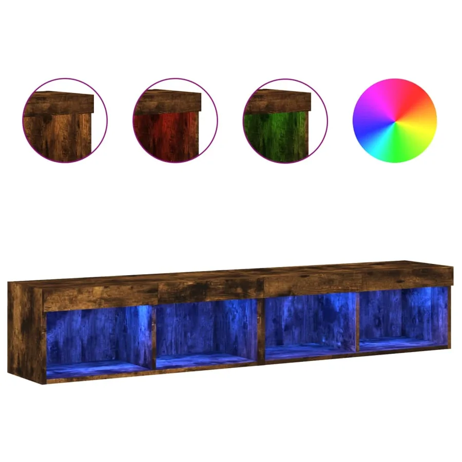 Meubles TV avec lumières LED 2 pcs chêne fumé 80x30x30 cm - 2