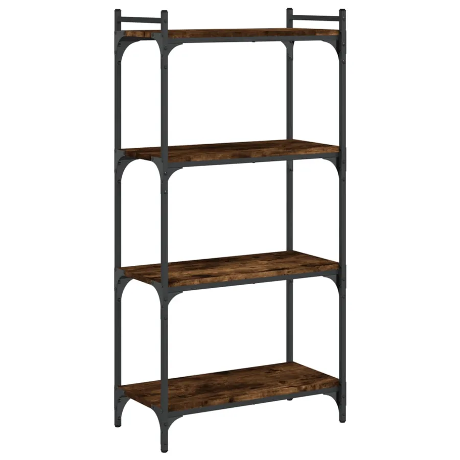 Bibliothèque 4 niveaux chêne fumé 60x30x120cm bois d'ingénierie - 6