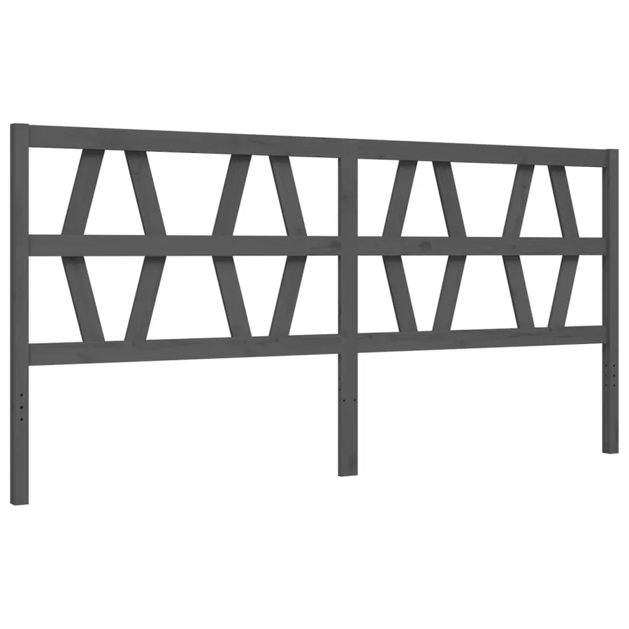 Cadre de lit sans matelas gris 200x200 cm bois massif - 8
