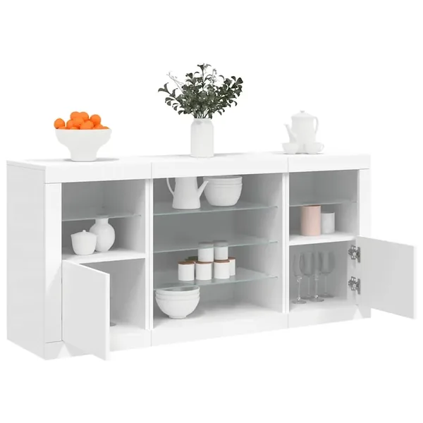 Buffet avec lumières LED blanc 142,5x37x67 cm