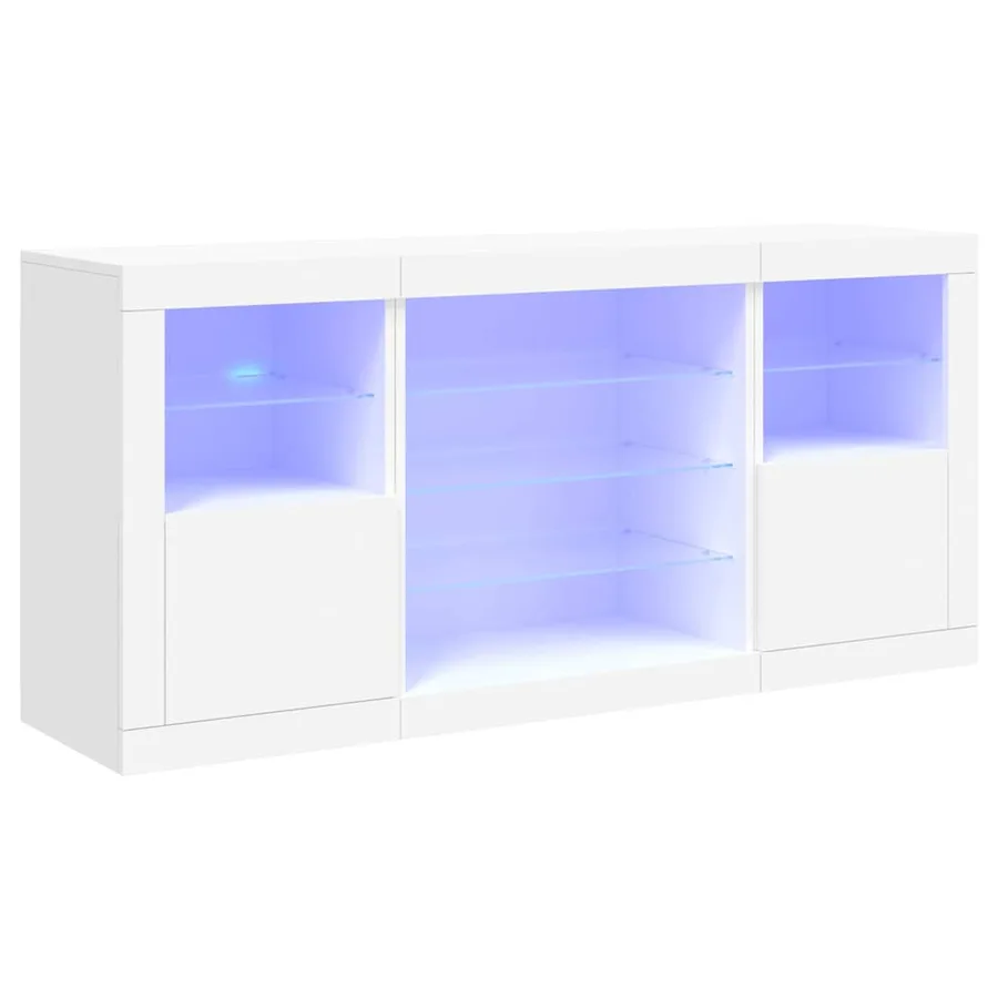 Buffet avec lumières LED blanc 142,5x37x67 cm - 2