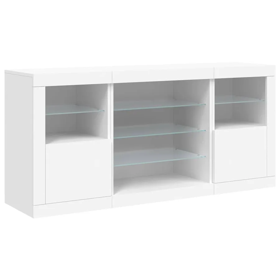 Buffet avec lumières LED blanc 142,5x37x67 cm - 5