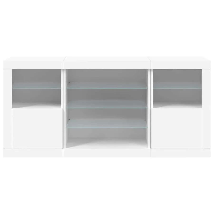 Buffet avec lumières LED blanc 142,5x37x67 cm - 6