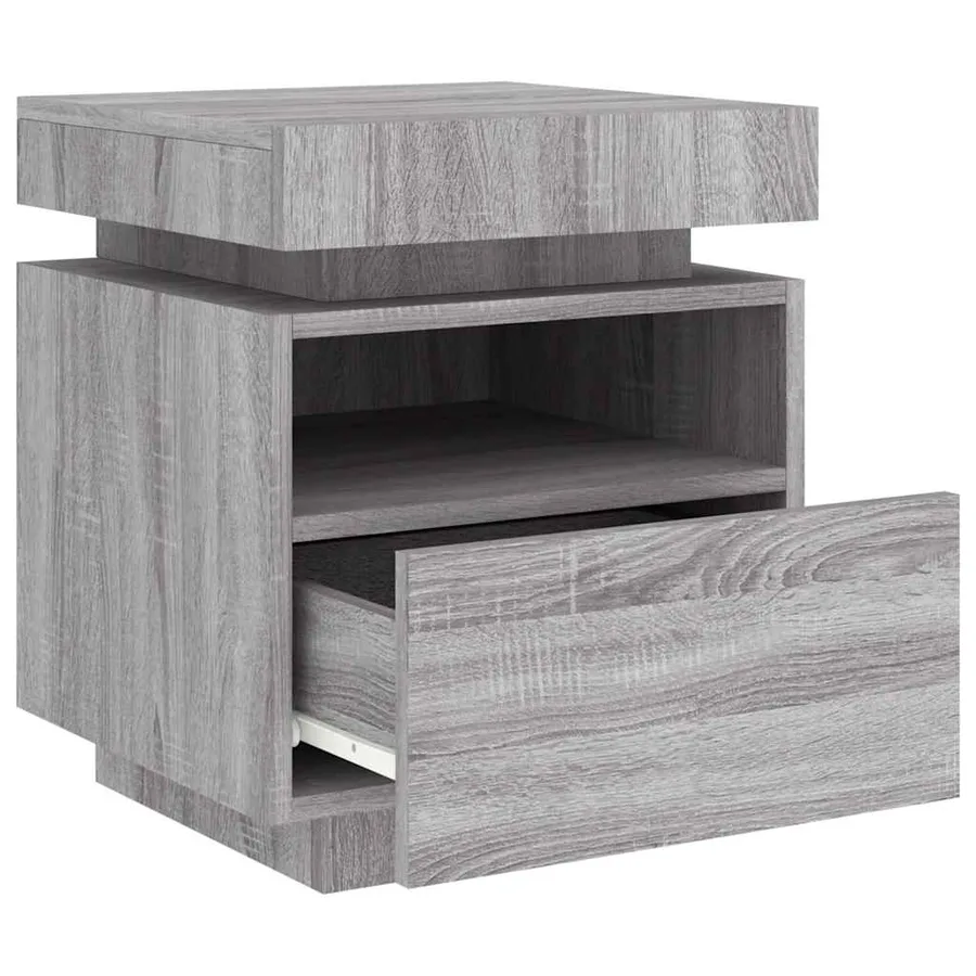 Armoires de chevet avec lumières LED 2 pcs sonoma gris - 6
