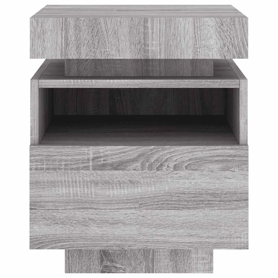 Armoires de chevet avec lumières LED 2 pcs sonoma gris - 7