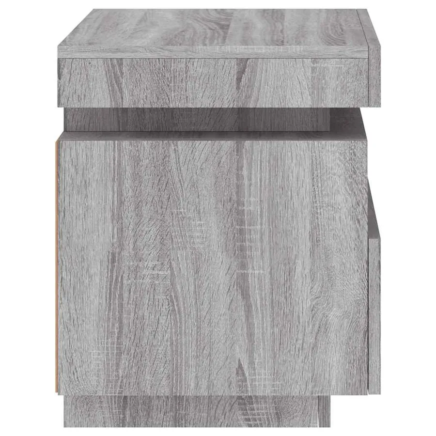 Armoires de chevet avec lumières LED 2 pcs sonoma gris - 9