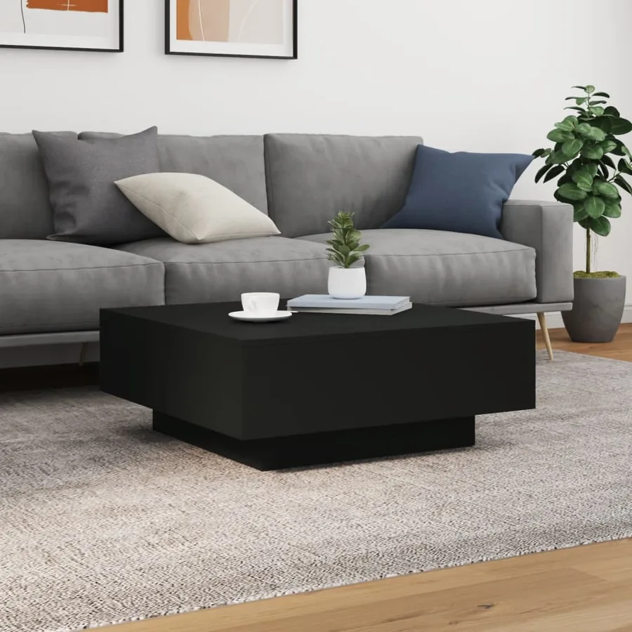 Table basse avec lumières LED noir 80x80x31 cm - 5