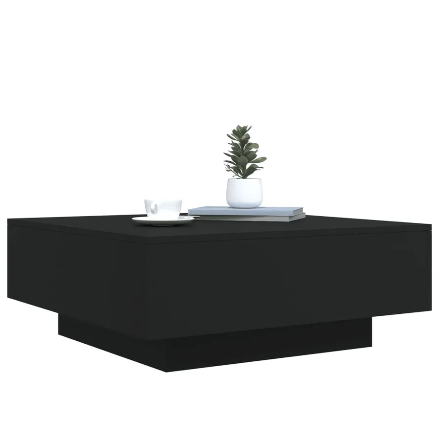 Table basse avec lumières LED noir 80x80x31 cm - 6
