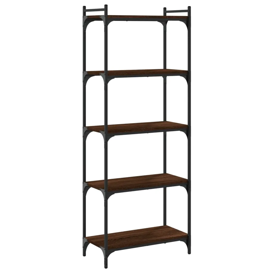 Bibliothèque 5 niveaux chêne marron 60x30x154cm bois ingénierie - 2