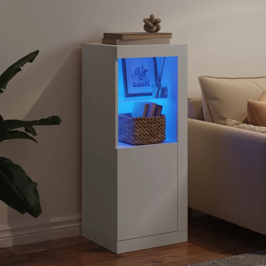 Buffet avec lumières LED blanc 41x37x100 cm - 4